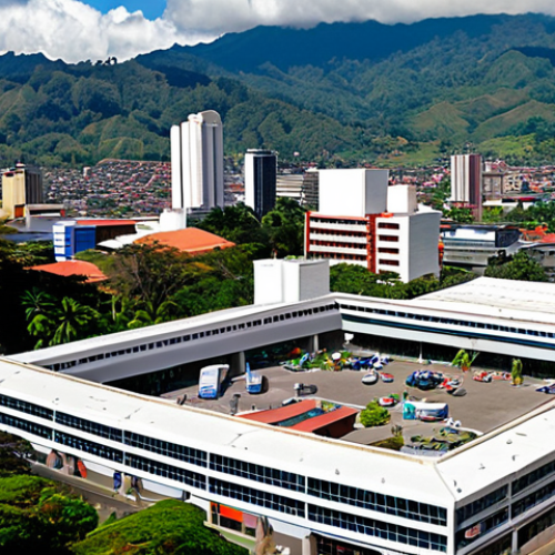 Home 16 A vibrant, modern cityscape of San José, Costa Rica, with clean, futuristic buildings and a lush natural backdrop, symbolizing a peaceful, innovation-driven economy. In the foreground, diverse professionals (e.g., engineers, IT specialists, healthcare workers) are collaborating, showcasing a highly educated workforce and the country's shift towards high-tech manufacturing and services, fueled by foreign direct investment. The overall atmosphere should be prosperous and stable.