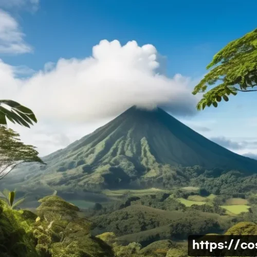 코스타리카 유명한 도로 여행 코스 - A breathtaking panoramic view of Arenal Volcano National Park in Costa Rica, with the majestic Arena...